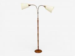 Swedish Modern Adjustable Floor Lamp Wood Brass Sweden 1960s - 4544263