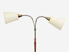 Swedish Modern Adjustable Floor Lamp Wood Brass Sweden 1960s - 4544266
