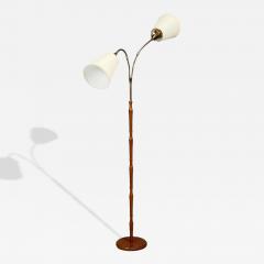Swedish Modern Adjustable Floor Lamp Wood Brass Sweden 1960s - 4544334