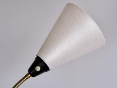 Swedish Modern Adjustable Three Arm Floor Lamp in Metal Brass and Silk 1950s - 3335010