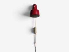 Swedish Modern Adjustable Wall Light Brass Red Lacquered Metal Sweden 1940s - 4804185