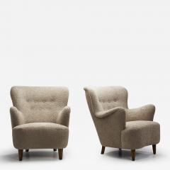 Swedish Modern Armchairs with Curling Arms Sweden 1940s - 2796009