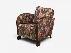 Swedish Modern Art Deco Lounge Chairs Stained Birch Fabric Sweden 1940s - 4754616