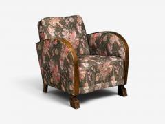 Swedish Modern Art Deco Lounge Chairs Stained Birch Fabric Sweden 1940s - 4754617