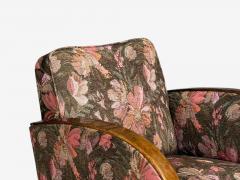 Swedish Modern Art Deco Lounge Chairs Stained Birch Fabric Sweden 1940s - 4754619