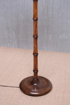 Swedish Modern Birch Faux Bamboo Floor Lamp with Ivory Adjustable Shade 1940s - 3900982