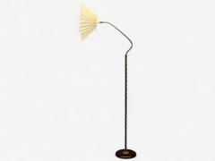 Swedish Modern Brass Fabric Floor Lamp Sweden 1950s - 4374047