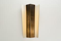 Swedish Modern Brass Wall Lamp with a White Lacquered Finish Sweden ca 1940s - 4293763