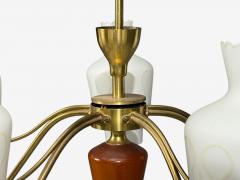 Swedish Modern Chandelier Brass Mahogany Glass Sweden 1940s - 4760681