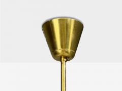 Swedish Modern Chandelier Brass Mahogany Glass Sweden 1940s - 4760682