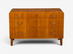 Swedish Modern Chest of Drawers Elm Brass Sweden 1940s - 4754601