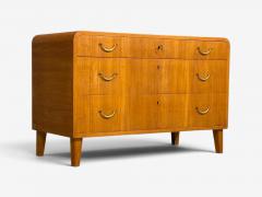 Swedish Modern Chest of Drawers Elm Brass Sweden 1940s - 4754603