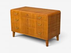 Swedish Modern Chest of Drawers Elm Brass Sweden 1940s - 4754604