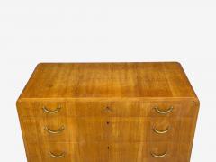 Swedish Modern Chest of Drawers Elm Brass Sweden 1940s - 4754605