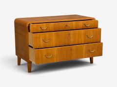 Swedish Modern Chest of Drawers Elm Brass Sweden 1940s - 4754608