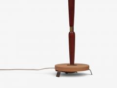Swedish Modern Double Light Floor Lamp Wood Brass Fabric Sweden 1950s - 4816270