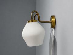 Swedish Modern Double Wall Sconce Brass Glass Sweden 1980s - 4636666