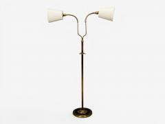 Swedish Modern Dual Head Floor Lamp Reeded Brass Sweden 1950s - 4591814