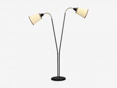 Swedish Modern Floor Lamp Black Lacquered Metal Brass Fabric Sweden 1960s - 4773028
