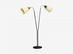 Swedish Modern Floor Lamp Black Lacquered Metal Brass Fabric Sweden 1960s - 4773030