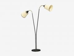 Swedish Modern Floor Lamp Black Lacquered Metal Brass Fabric Sweden 1960s - 4773032