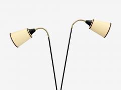 Swedish Modern Floor Lamp Black Lacquered Metal Brass Fabric Sweden 1960s - 4773034
