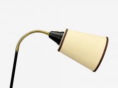 Swedish Modern Floor Lamp Black Lacquered Metal Brass Fabric Sweden 1960s - 4773041
