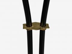 Swedish Modern Floor Lamp Black Lacquered Metal Brass Fabric Sweden 1960s - 4773043