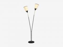 Swedish Modern Floor Lamp Black Lacquered Metal Brass Fabric Sweden 1960s - 4773045