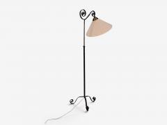 Swedish Modern Floor Lamp Forged Iron Fabric Brass Sweden 1950s - 4804130