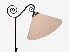 Swedish Modern Floor Lamp Forged Iron Fabric Brass Sweden 1950s - 4804132