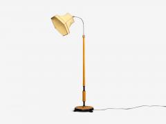 Swedish Modern Floor Lamp Oak Ebonized Wood Suede Sweden 1950s - 4763186