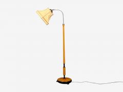 Swedish Modern Floor Lamp Oak Ebonized Wood Suede Sweden 1950s - 4763187