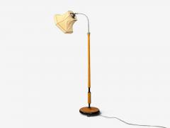 Swedish Modern Floor Lamp Oak Ebonized Wood Suede Sweden 1950s - 4763188
