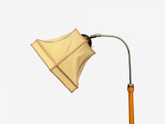 Swedish Modern Floor Lamp Oak Ebonized Wood Suede Sweden 1950s - 4763189