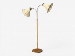 Swedish Modern Floor Lamp Rattan Elm Fabric Sweden 1940s - 4579713