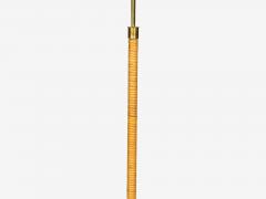 Swedish Modern Floor Lamp Rattan Elm Fabric Sweden 1940s - 4579720