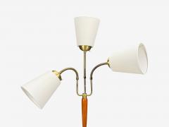 Swedish Modern Floor Lamp Stained Wood Fabric Sweden 1950s - 4591047