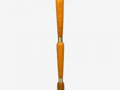 Swedish Modern Floor Lamp Stained Wood Fabric Sweden 1950s - 4591052