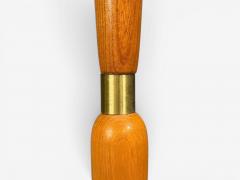 Swedish Modern Floor Lamp Stained Wood Fabric Sweden 1950s - 4591053
