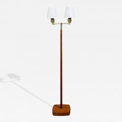 Swedish Modern Floor Lamp Teak Brass Sweden 1960s - 4492349