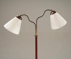 Swedish Modern Floor Lamp in Brass and Leather 1940s - 3639432