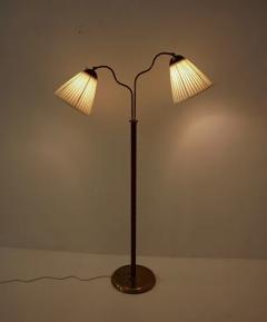 Swedish Modern Floor Lamp in Brass and Leather 1940s - 3639435