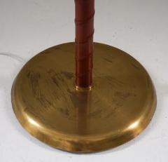 Swedish Modern Floor Lamp in Brass and Leather 1940s - 3639438