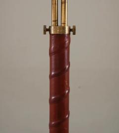 Swedish Modern Floor Lamp in Brass and Leather 1940s - 3639462