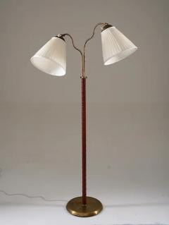 Swedish Modern Floor Lamp in Brass and Leather 1940s - 3639475