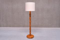 Swedish Modern Floor Lamp in Carved Solid Pine Wood 1960s - 3821727