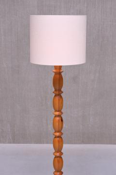 Swedish Modern Floor Lamp in Carved Solid Pine Wood 1960s - 3821728