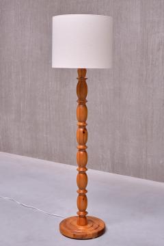 Swedish Modern Floor Lamp in Carved Solid Pine Wood 1960s - 3821731