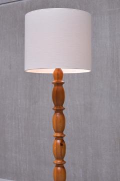 Swedish Modern Floor Lamp in Carved Solid Pine Wood 1960s - 3821732